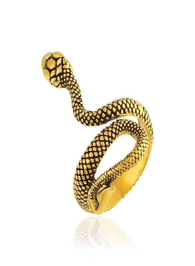 DULCI Golden Brass Adjustable Kaal Sarp Dosh Nivaran Snake Animal Rings Jewelry - Image 2
