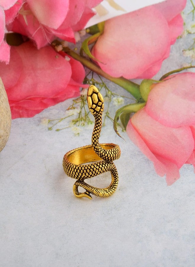 DULCI Golden Brass Adjustable Kaal Sarp Dosh Nivaran Snake Animal Rings Jewelry - Image 3