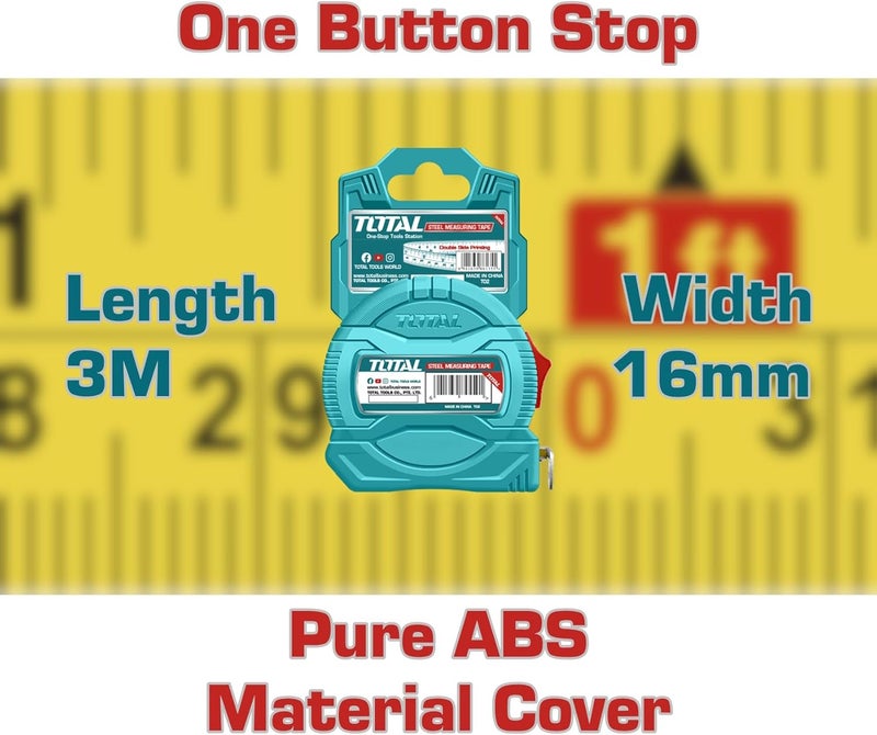 Total TMT34316 Steel Measuring Tape - 3m x 16mm - Image 4
