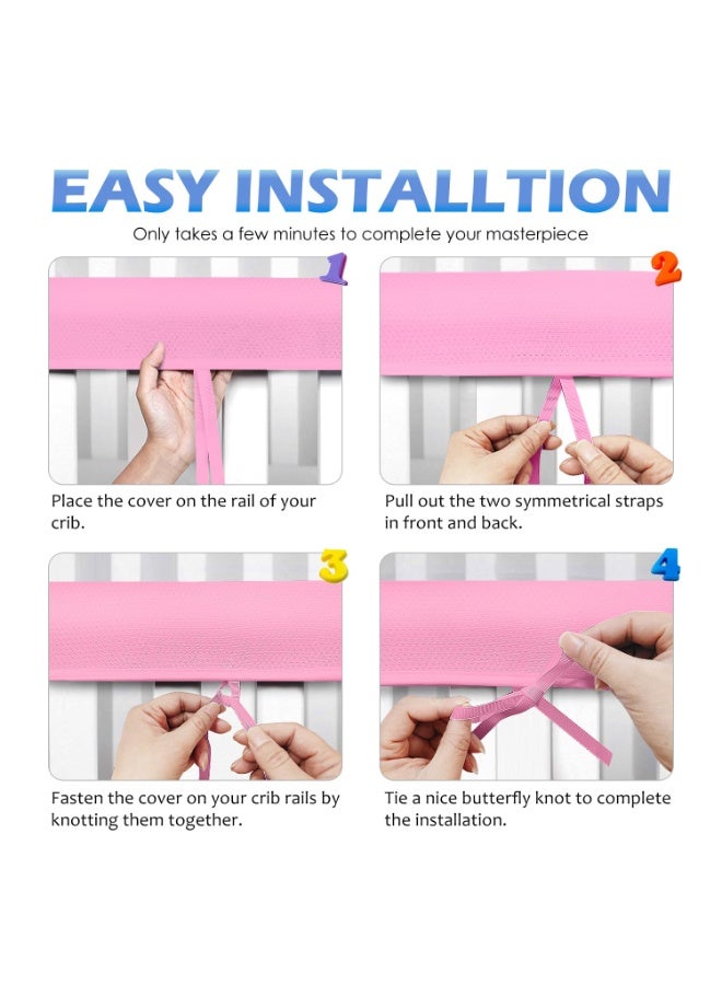 YelaJoy 3PCS Crib Rail Guard Teeth Protector & Cover - Designed to Protect Baby’s Teeth | Fits Most Full Size Crib (Doesn’t Fit Mini Crib) | Soft Material Easy to Use, Clean, Durable (Pink) - Image 5