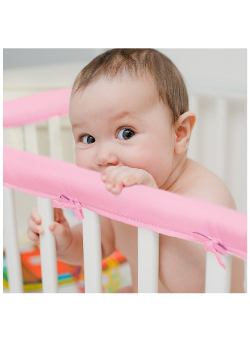 YelaJoy 3PCS Crib Rail Guard Teeth Protector & Cover - Designed to Protect Baby’s Teeth | Fits Most Full Size Crib (Doesn’t Fit Mini Crib) | Soft Material Easy to Use, Clean, Durable (Pink) - Image 1