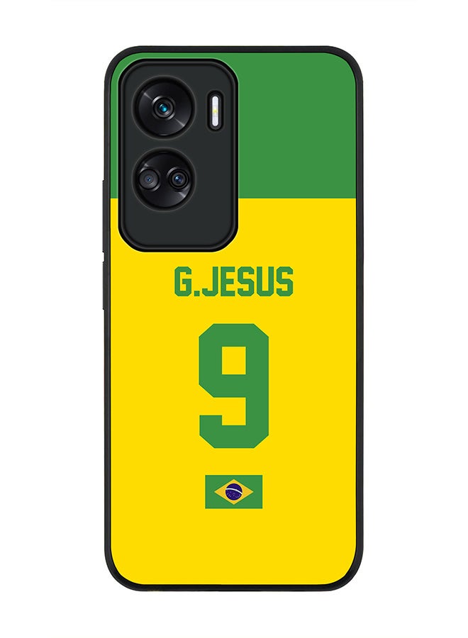 Stylizedd Rugged Black edge case for Honor 90 Lite  5G  Honor X50i 5G, Slim fit Soft Case Flexible Rubber Edges Anti Drop TPU Gel Thin Cover -  Football Team - Brazil, Player Name - G.Jesus - Image 1