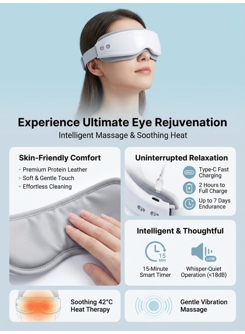 MS MIN Eye Massager with Constant Temperature Heating & Vibration, Acupoint Massage Eye Mask for Relieving Eye Fatigue, Type-C Fast Charging - Image 5