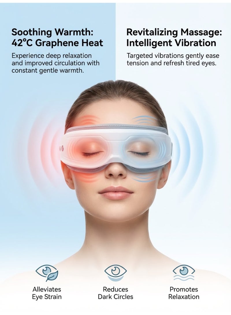 MS MIN Eye Massager with Constant Temperature Heating & Vibration, Acupoint Massage Eye Mask for Relieving Eye Fatigue, Type-C Fast Charging - Image 3