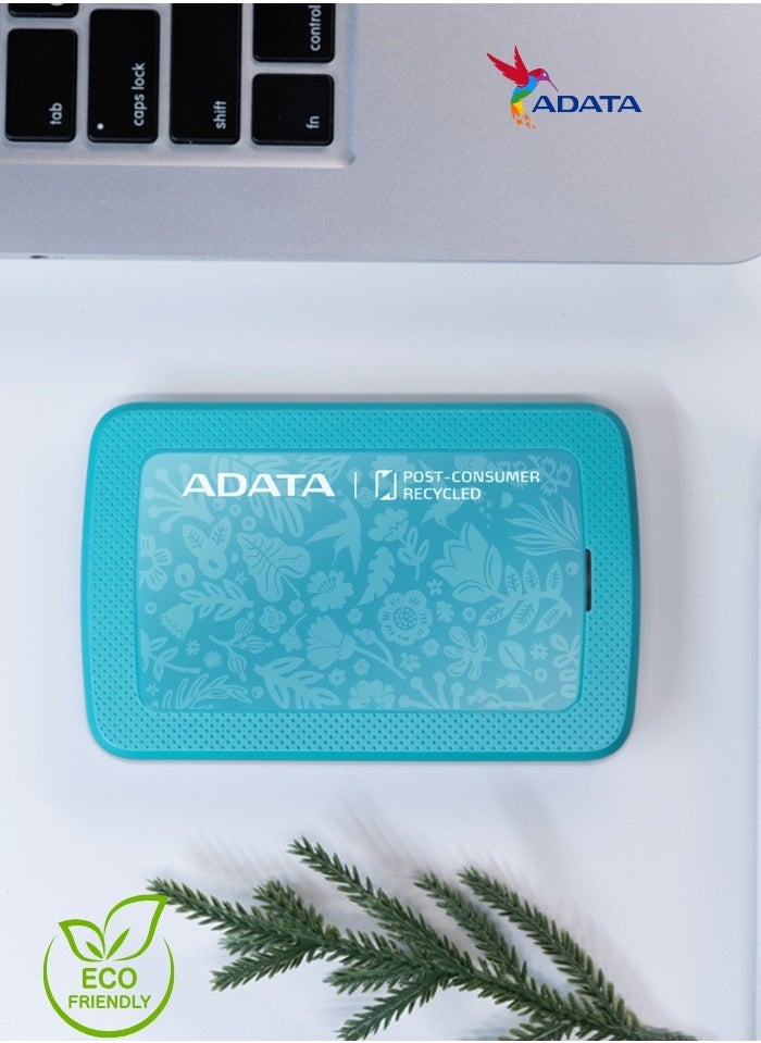 ADATA HD300 2TB ECO Friendly Ultra-slimExternal Hard Drive | Compatible with PS5 XBOX | Shock Sensor Protection | Green  - Image 4