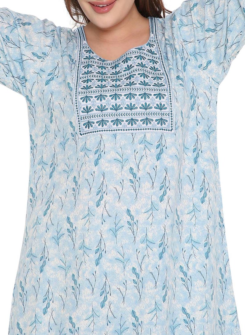 HANA & SARA NEW SHORT SLEEVE PRINTED LONG ARABIC KAFTAN JALABIYA DRESSES  - Image 3