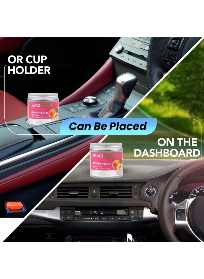 BLACK ODOR Honey Peach Car Air Freshener Gel with Natural Essential Oils, Non Toxic 100% Spill Proof Long Lasting Solid Air Fragrance for Car Cup Holder Dashboard Home Office Bedroom Living Room - Image 3