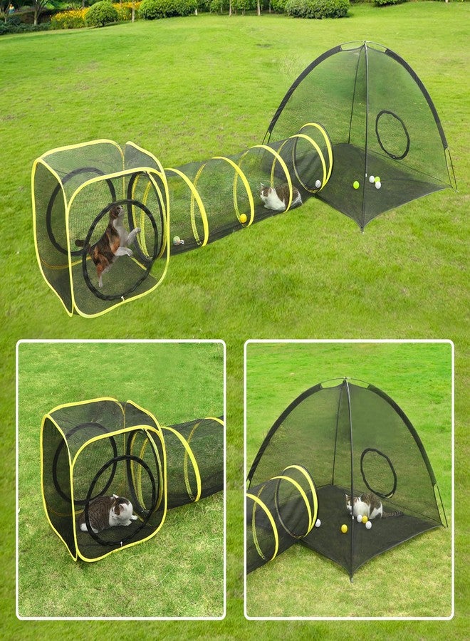 Wilwolfer Outdoor Cat Enclosures for Indoor, Portable Mesh Tent, Outdoor pet Tunnel, Cat Playhouse with Adjustable Cat Harness and Leash for Walking, Colorful Tease Ball for Small Animals - Image 5