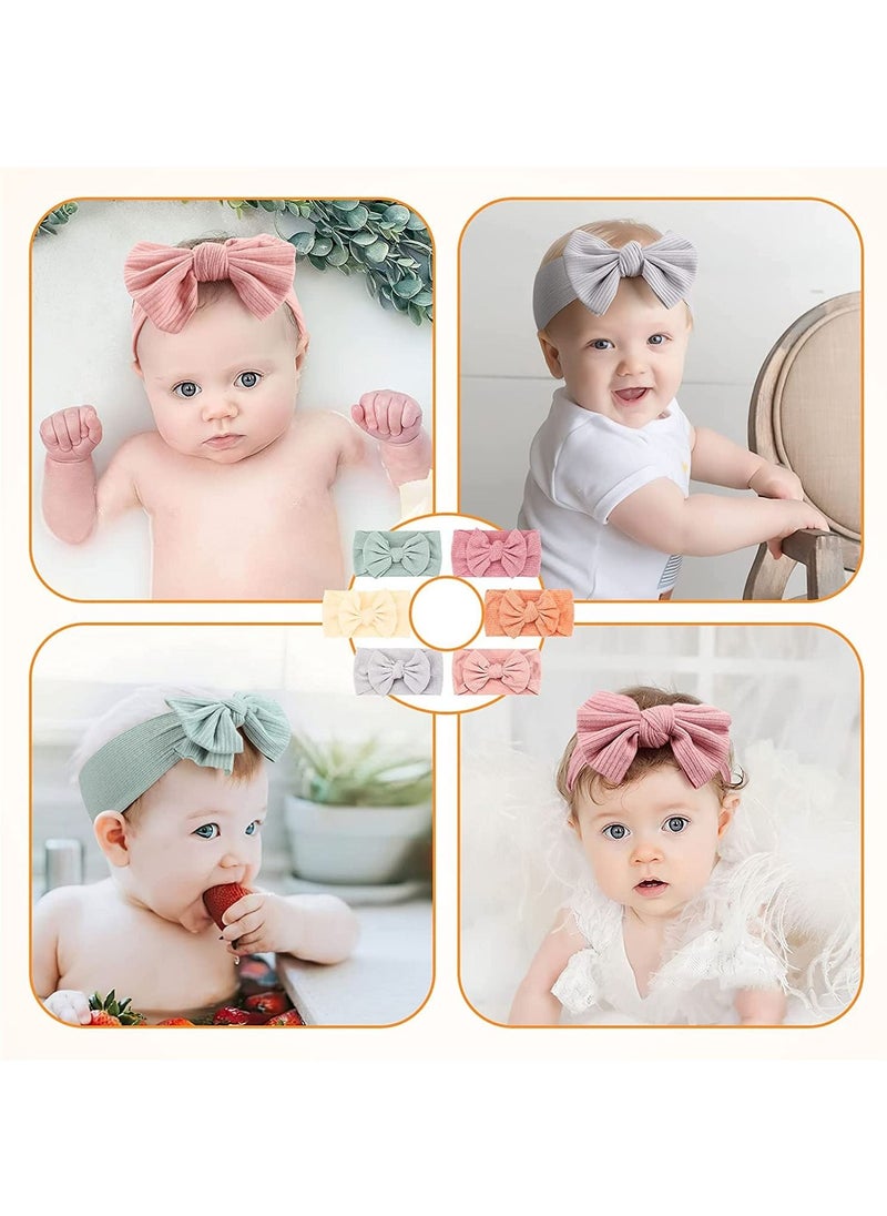 سكاي تاتش - 6 قطع متعددة الألوان Bowknot مرنة لينة النايلون عصابات لمط للأطفال الرضع والأطفال الصغار مع سوبر لينة ملحقات الشعر - Image 1