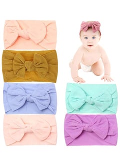 6 قطع متعددة الألوان Bowknot مرنة لينة النايلون عصابات لمط للأطفال الرضع والأطفال الصغار مع سوبر لينة ملحقات الشعر