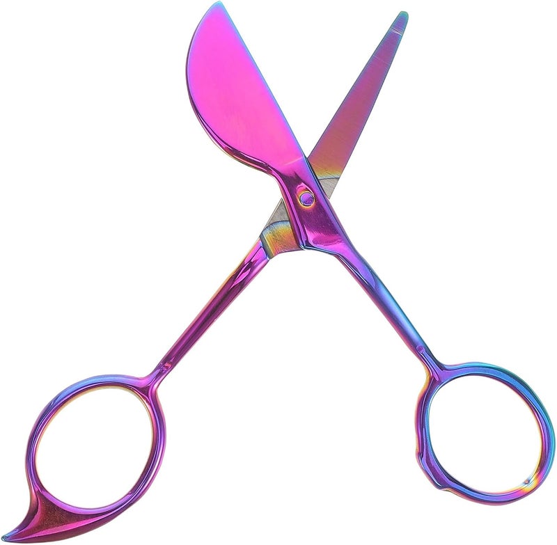 Operitacx Multi-functional Stainless Steel Tufted Carpet Shears and Precision Fabric Scissors, 13.8cm Rainbow Color Duckbill Hairball Trimming Tool for Home, Office, and Crafting Use - Image 1