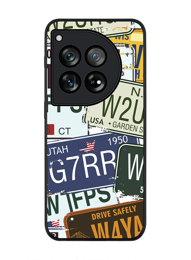 Stylizedd Rugged Black Edge Case for OnePlus 12, Slim fit Soft Case Flexible Rubber Edges Anti Drop TPU Gel Thin Cover -  Number Plates - Image 1