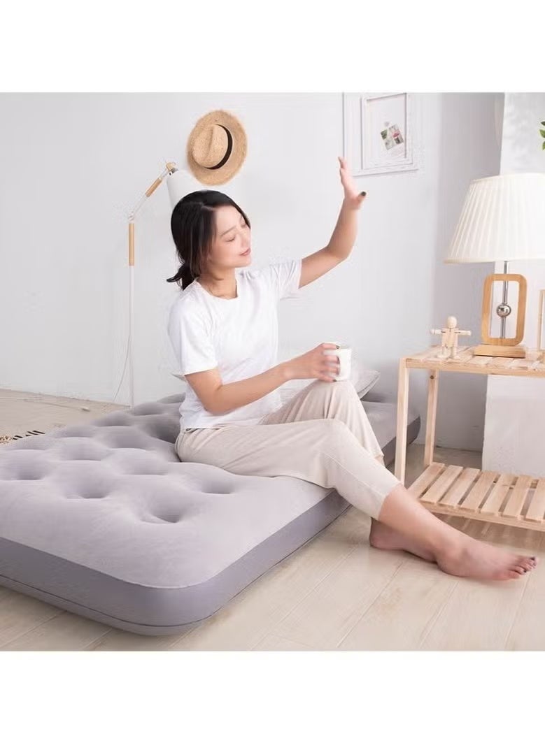 Thickened Inflatable Air Mattress, Gray, 188x95x22cm with Foot Pump & Repair Kit - Image 5