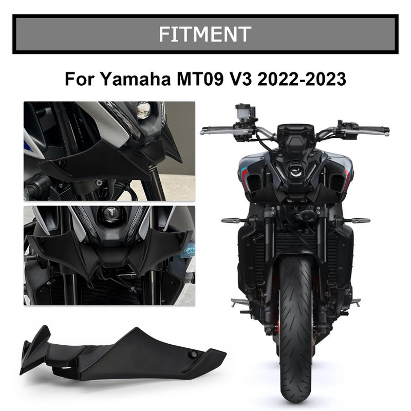 psler Front Trim Spoiler Beak Nose Cone Extension Cover Extender for Yamaha MT09 V3 2022-2023, Aerodynamic Wings Deflector Cowl Trim Accessories (Matte Black) - Image 2
