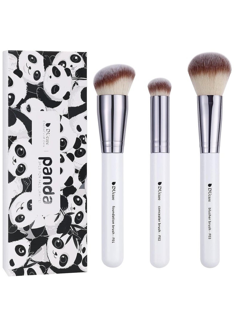 دي يو كير فرش مكياج كابوكي مكونة من 3 قطع من فرشاة كريم الأساس وفرشاة خافي العيوب تحت العين وفرشاة أحمر الخدود وأحمر الخدود والبرونزر للسفر وتلميع ومزج الكونتور السائل باللون الأبيض - Image 1