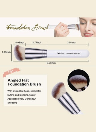 Makeup Kabuki Brushes 3Pcs Foundation Contour Brush and Concealer Brush Under Eye and Blusher Brush Face Blush Bronzer Travel Buffing Stippling Contour Liquid Blending Makeup Brush Set White - view 2