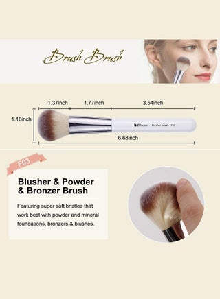 Makeup Kabuki Brushes 3Pcs Foundation Contour Brush and Concealer Brush Under Eye and Blusher Brush Face Blush Bronzer Travel Buffing Stippling Contour Liquid Blending Makeup Brush Set White - view 4