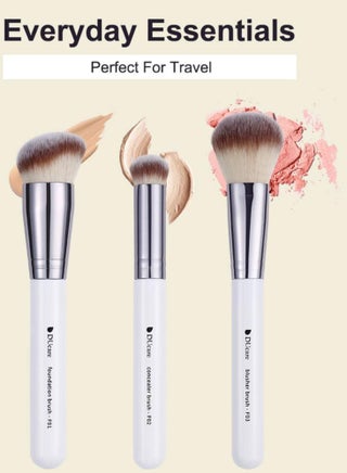 Makeup Kabuki Brushes 3Pcs Foundation Contour Brush and Concealer Brush Under Eye and Blusher Brush Face Blush Bronzer Travel Buffing Stippling Contour Liquid Blending Makeup Brush Set White - view 5