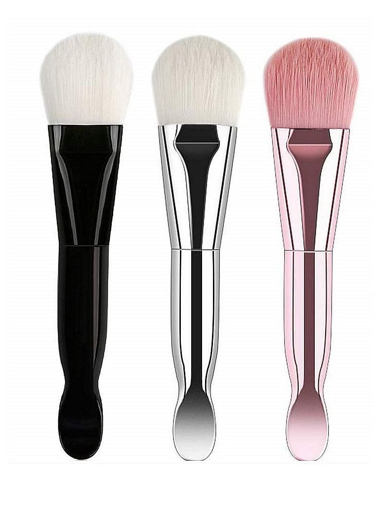 SYOSI 3pcs Soft Hair Fiber Facial Mask Brush , Facial Mud Mask Applicator Brush Beauty Tool Double Head Design, Silicone Cosmetic Scrapers, Soft Hair Fiber Facial Mask Brush, Serum,Facial Mud Applicator - Image 1