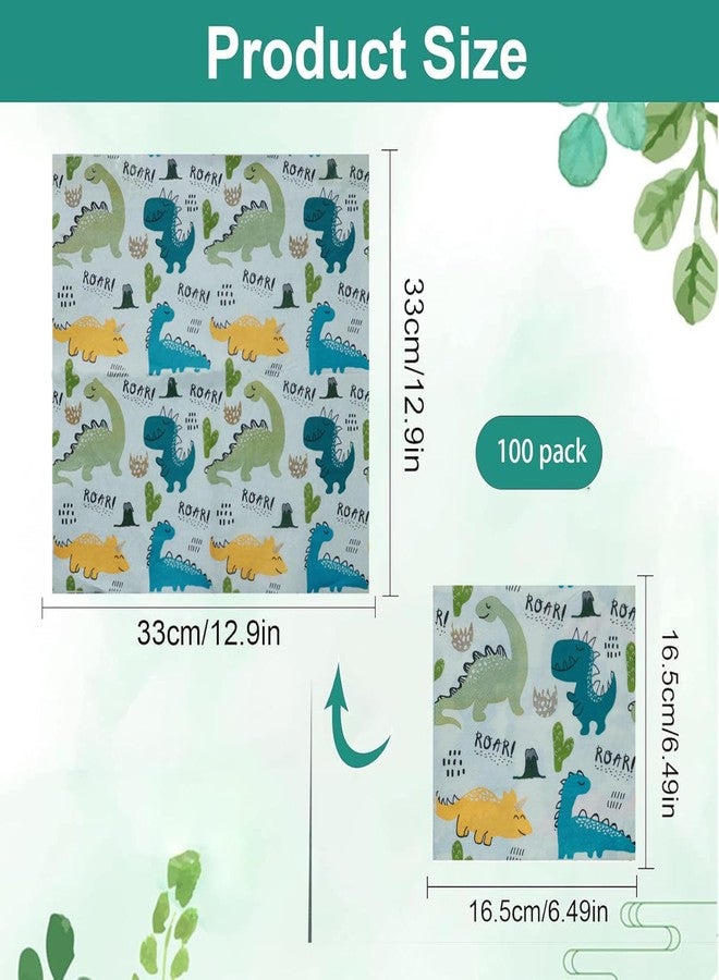 Hoxxu 100 Pcs 2-Ply Paper Napkins Disposable, Dinosaur Decorative Napkins Soft and Smooth Napkins for Guest Everyday Use, Ideal for Western Dining, Weddings, Birthdays, and Party Supplies - Image 2