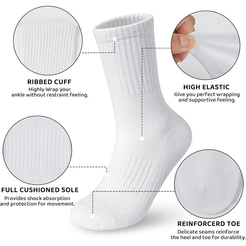 BOOPH Boys Girls Athletic Crew Socks Performance Cushioned Thick Cotton Socks for 5-14 Years 6 Pairs - Image 3