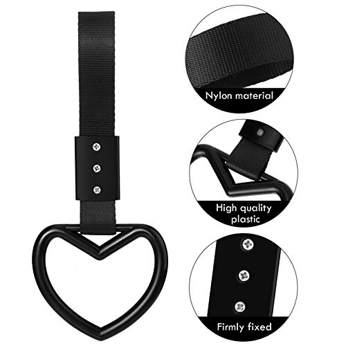 BBTO حلقات على شكل قلب 2 قطع لمقابض السيارة حزام درفت سحر حلقة تحذير ديكور صدام خلفي لمقبض قلب مكسور لداخل السيارة (أسود) - Image 3