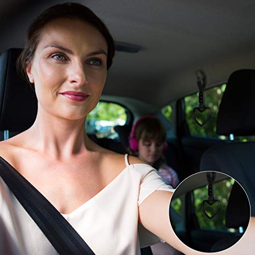 BBTO حلقات على شكل قلب 2 قطع لمقابض السيارة حزام درفت سحر حلقة تحذير ديكور صدام خلفي لمقبض قلب مكسور لداخل السيارة (أسود) - Image 5