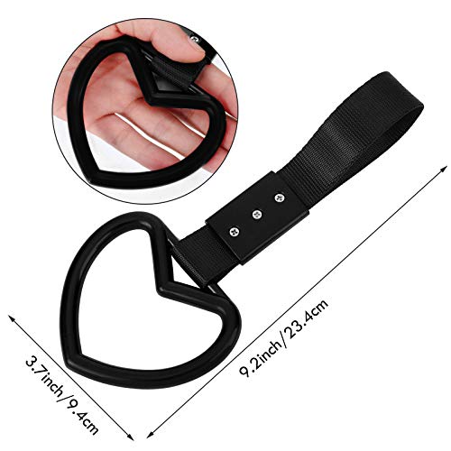 BBTO حلقات على شكل قلب 2 قطع لمقابض السيارة حزام درفت سحر حلقة تحذير ديكور صدام خلفي لمقبض قلب مكسور لداخل السيارة (أسود) - Image 2