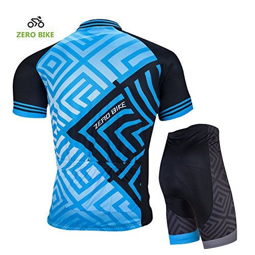 ZEROBIKE Men's Short Sleeve Breathable Cycling Jersey Set 3D Padded Bicycle Shorts Sportswear Suit Quick Dry (Type 4, L) - Image 2