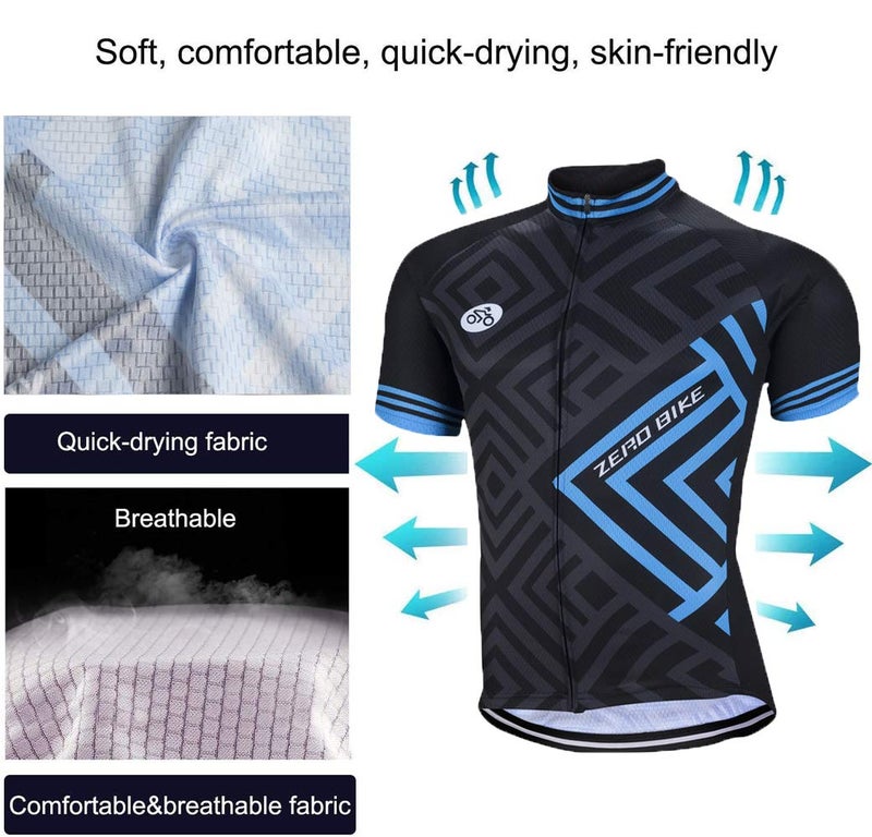 ZEROBIKE Men's Short Sleeve Breathable Cycling Jersey Set 3D Padded Bicycle Shorts Sportswear Suit Quick Dry (Type 4, L) - Image 3