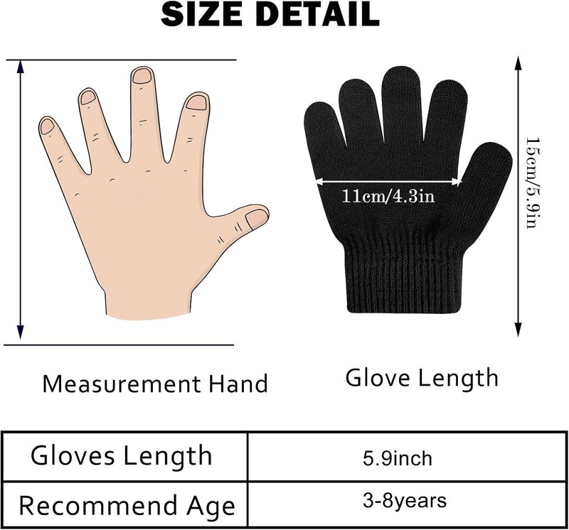 ONESING 3-24 Pairs Winter Knit Gloves for Kids - White Finger Gloves for Boys and Girls - Image 3