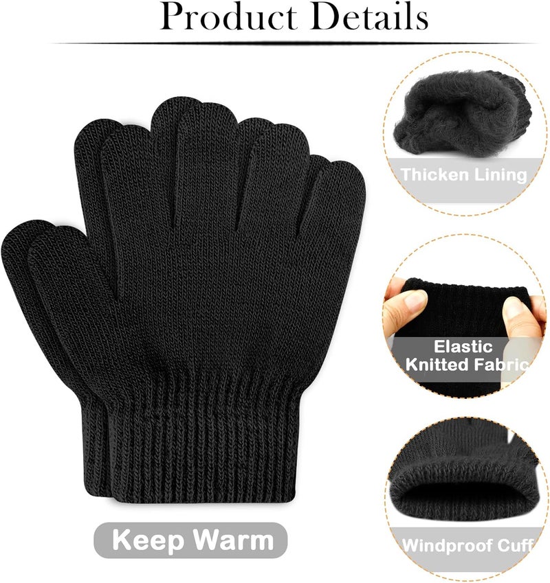ONESING 3-24 Pairs Winter Knit Gloves for Kids - White Finger Gloves for Boys and Girls - Image 4