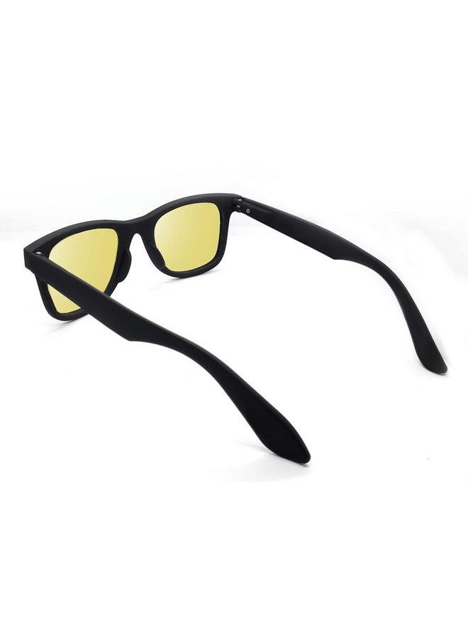 Elegante - ELEGANTE Classic Wayfarer Sunglass Night Driving Yellow Sunglasses For Men Woman Size M - Polarized, M - Image 1