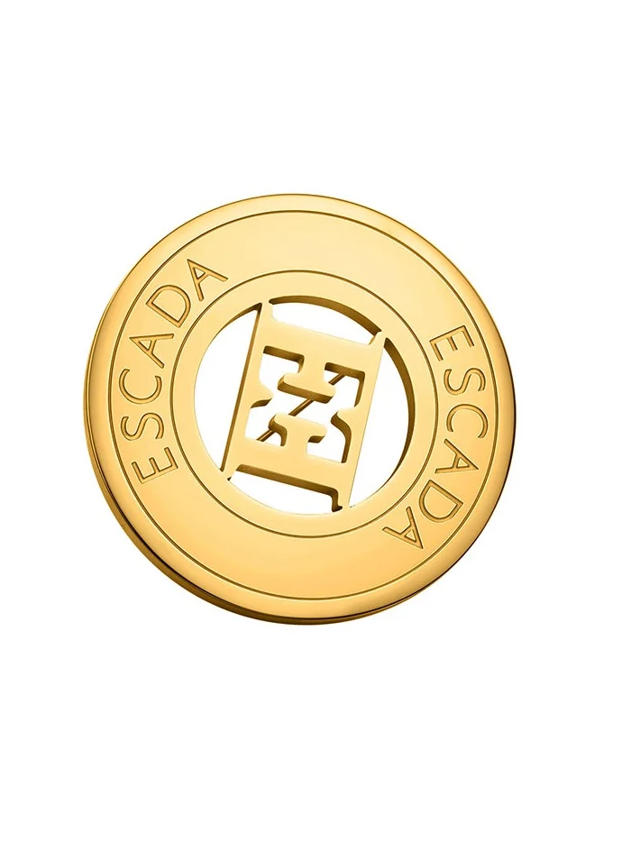ESCADA Alice Brooch for Women Iconic Cutout E Signature, Engraved Logo, Elegant Statement Pin
