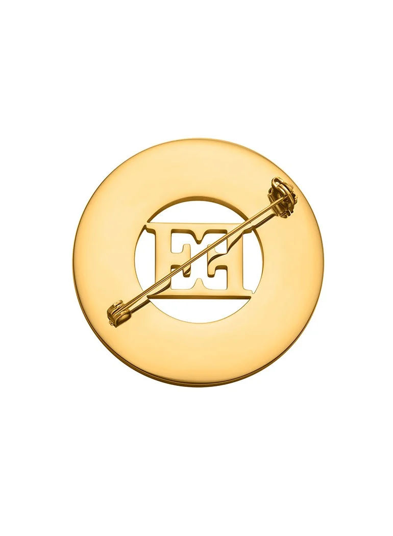 ESCADA Alice Brooch for Women Iconic Cutout E Signature, Engraved Logo, Elegant Statement Pin