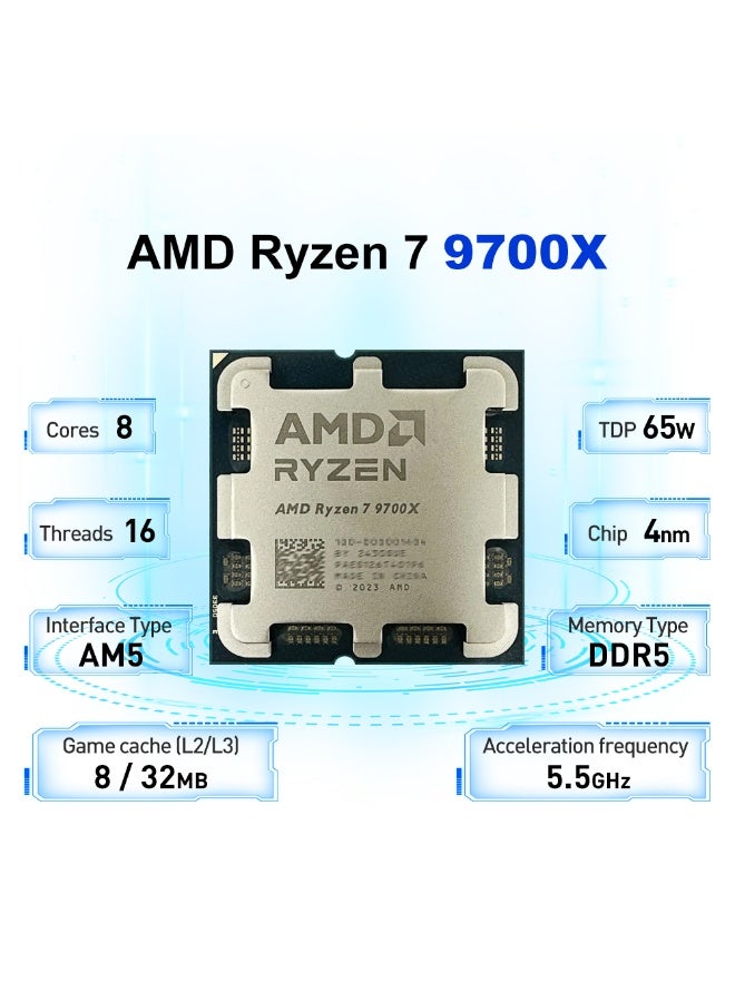 AMD Ryzen 7 9700X 3.8GHz 8-Core 16-Thread R7 9700X Socket AM5 4NM L3=32M Processor 65W DDR5 No Fan - Image 2