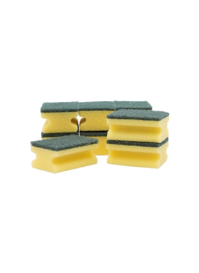 9-Piece Heavy Duty Classic Nail Saver Scrub Sponge Green and Yellow UU001656246