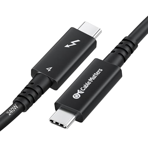 Cable Matters Intel Certified 40Gbps Active Thunderbolt 4 Cable 66 ft with 240W Charging and 8K Video Black Fully Compatible with USB CUSBC USB4 and Thunderbolt 3 - Image 1