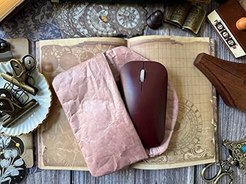 The Mujen Vintage/Retro Style Fiber Paper Electronic Organizer Case, Pouch Small Portable Accessories Bag Travel Accessories Pouch for Electronics Cord USB Storage Organizer Stickers Organizer (Pink) - Image 4
