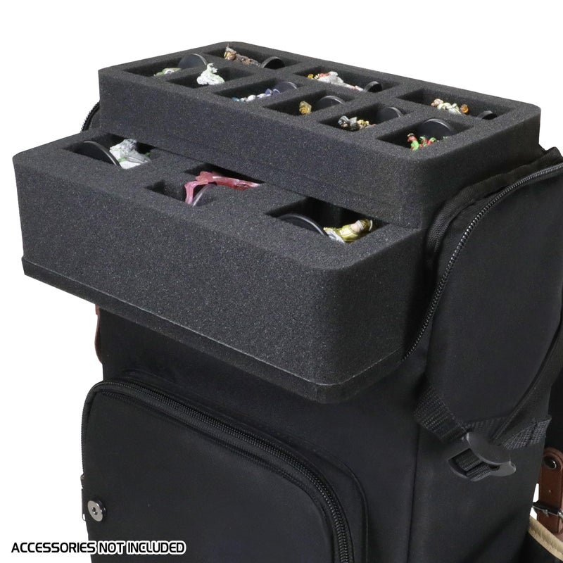 ENHANCE Designer Edition DnD Backpack - Stylish RPG Backpack for Dungeons and Dragons - Travel DnD Bag fits 4 Books and Binder with Miniature Storage, Map Holder, Comfortable Shoulder Straps (Black) - Image 3