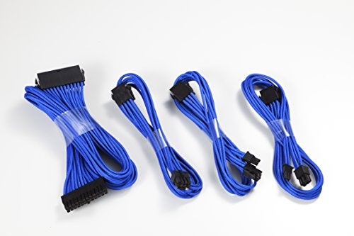 Phanteks 24 Pin/ 8pin (4+4) M/B, 8pin (6+2) PCI-E Extension Cable Kit 500mm Length, Blue (PH-CB-CMBO_BL) - Image 1