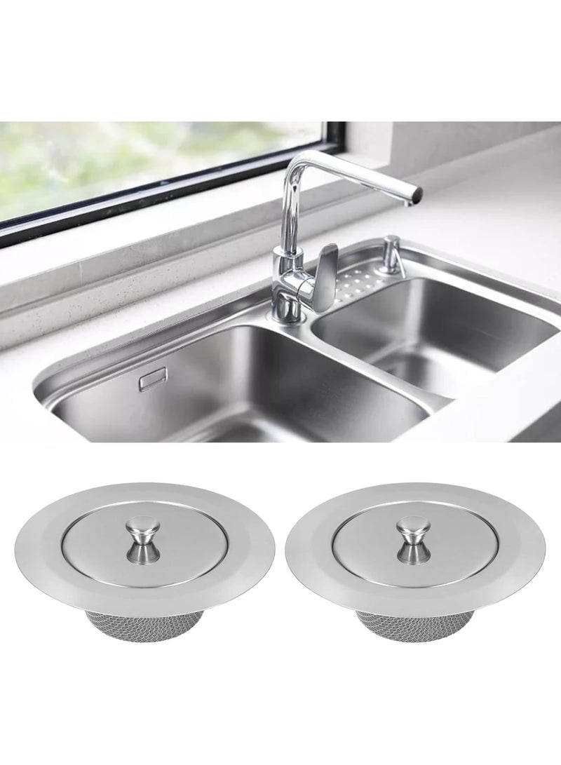 SOLARAE Kitchen Sink Strainer, 2pcs Stainless Steel Sink Drain Strainer Sink Filter, for Kitchen Sinks Bathroom, Bathtub, Shower Drains, Disposal Waste - Image 2