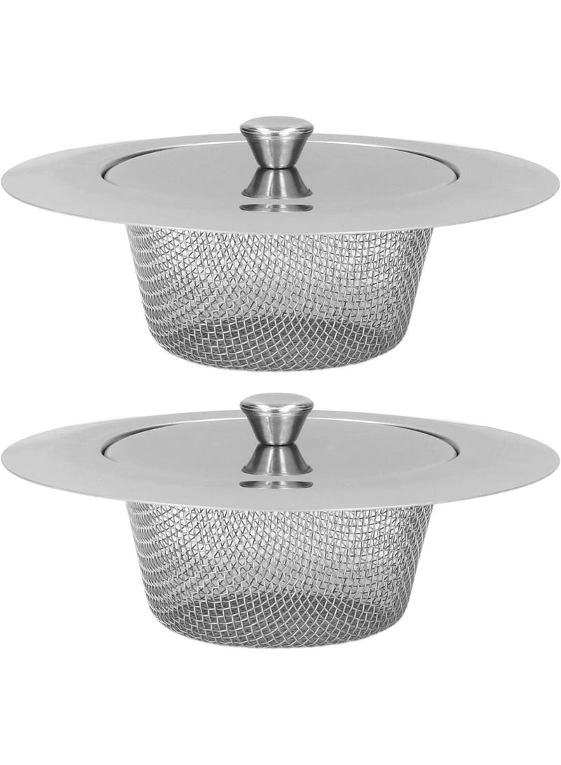 SOLARAE Kitchen Sink Strainer, 2pcs Stainless Steel Sink Drain Strainer Sink Filter, for Kitchen Sinks Bathroom, Bathtub, Shower Drains, Disposal Waste - Image 1