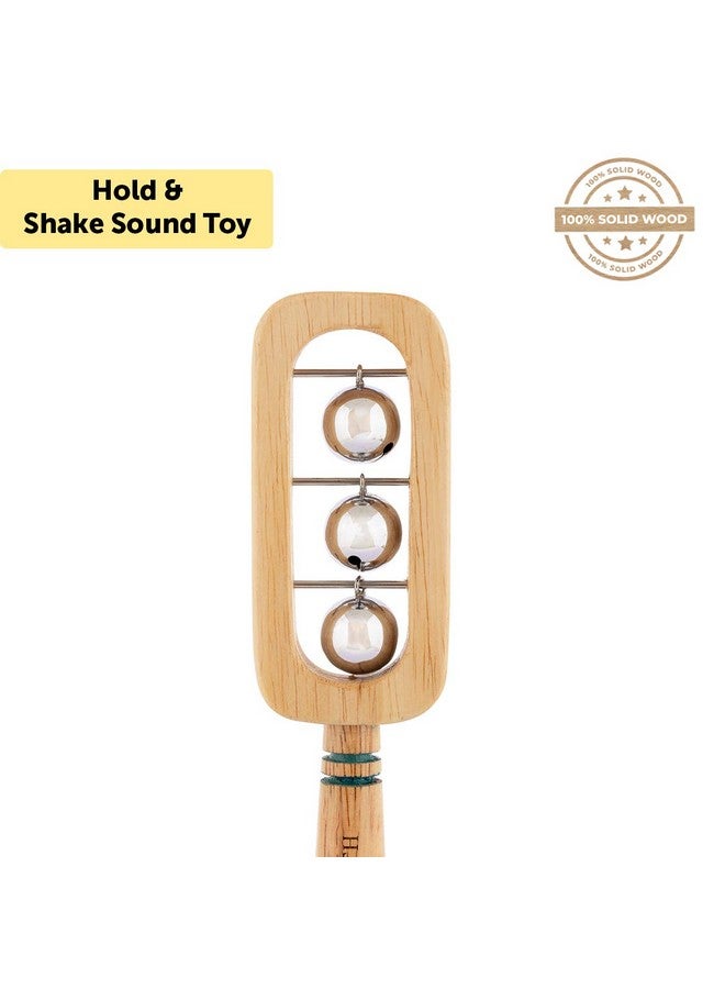 BRAINSMITH Swoora Wooden Handbell Toy With Handle - Non-Toxic Musical Instrument Rattle For Baby And Kids (0-3 Years) - Hold And Shake Sound Toys, Toddler - Image 2