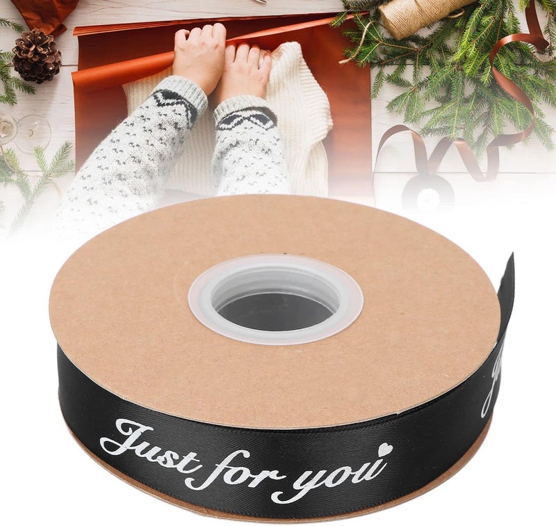 كلاراكو شريط ساتان من كلاركو، 1 سم × 45 متر، شريط ساتان لتزيين الزفاف، شريط مخصص لك فقط لحزمة هدايا DIY وتغليف الزهور (أسود) - Image 3