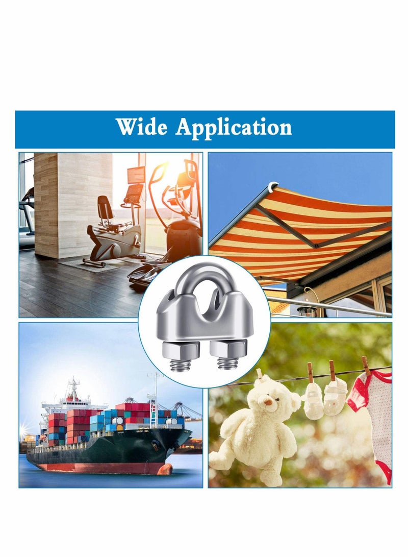 KASTWAVE Wire Rope Clip Cable Clamp, 18 Pcs M3 U Bolt Clamp Ø 3mm (1/8") Sturdy 304 Stainless Steel U Bolt Saddle Fastener for Wire Rope Cable Garden Industry Gym - Image 3