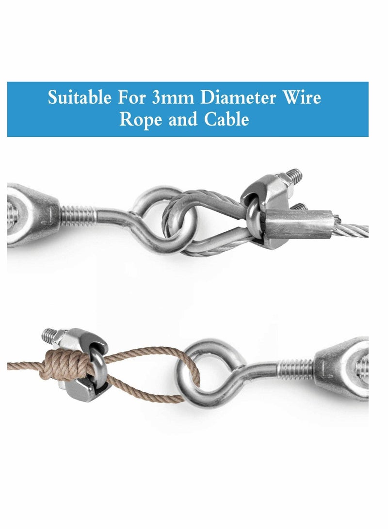 KASTWAVE Wire Rope Clip Cable Clamp, 18 Pcs M3 U Bolt Clamp Ø 3mm (1/8") Sturdy 304 Stainless Steel U Bolt Saddle Fastener for Wire Rope Cable Garden Industry Gym - Image 4