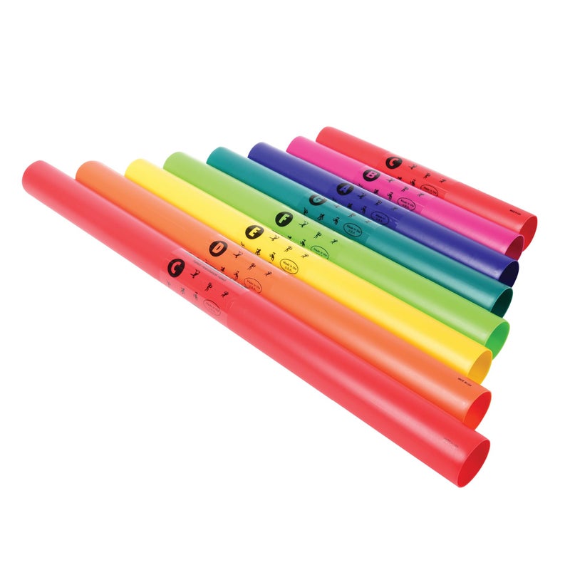 Constructive Playthings Boomwhackers Music Tubes, C to C Scale Musical Sound Tube, Classroom Instruments for Kids, Diatonic Set of 8 - Image 1