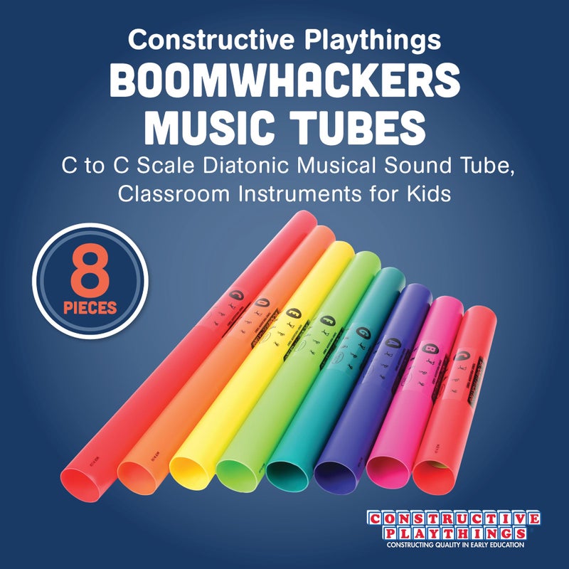 Constructive Playthings Boomwhackers Music Tubes, C to C Scale Musical Sound Tube, Classroom Instruments for Kids, Diatonic Set of 8 - Image 2