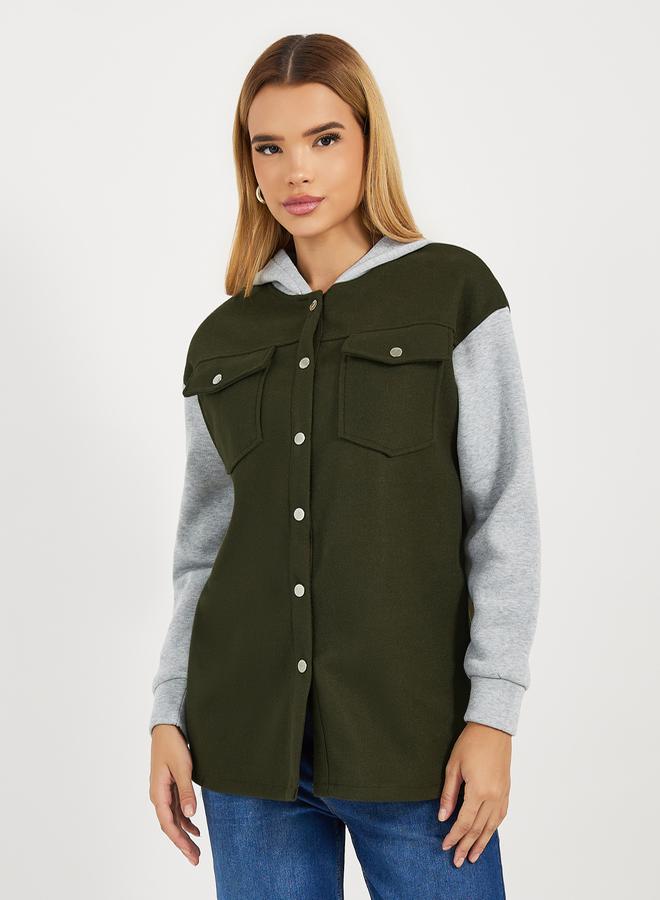 Styli Oversized Longline Color Block Shacket  - Image 3